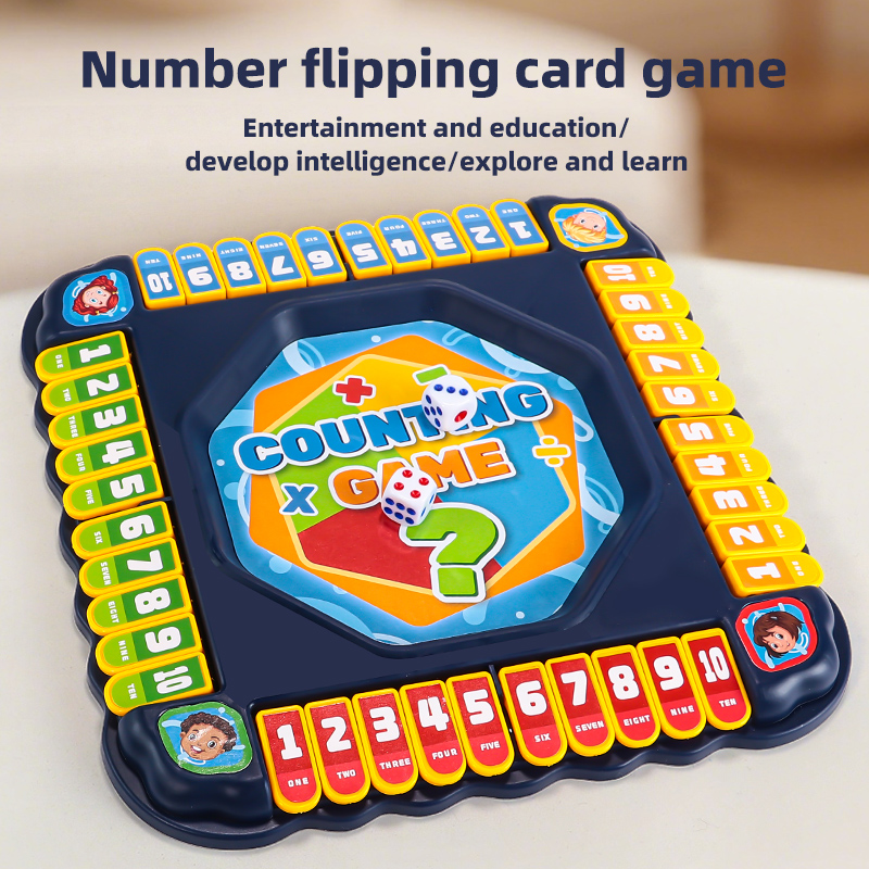 Board Game Logo - Blue Number Flip Tabletop Game Parent-Child