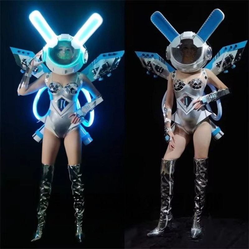 Board Game Yogi - Sexy Mirror Sequins Silver Bodysuit Nightclub