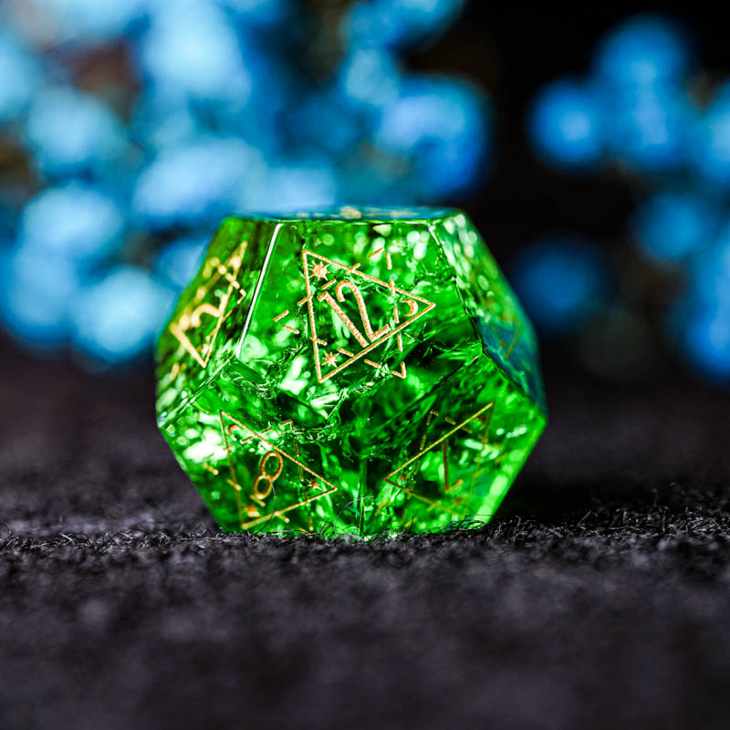 Green Glass D&D Dice Set Handm - Board Game Logo recensione e prezzo